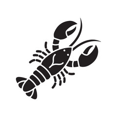 Stylized Black Lobster Silhouette on White Background