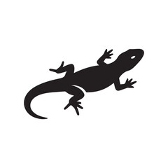 Naklejka premium Black Lizard Silhouette Isolated on White Background