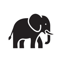 Black Elephant Silhouette Icon on a White Background