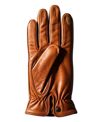 Classic brown leather driving glove with perforated fingers and touchscreen pad.