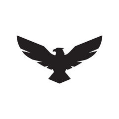 Stylized Black Flying Bird Silhouette for Logo or Icon Design