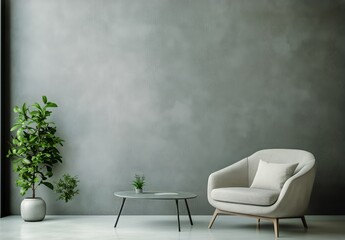 Modern Interior Design With a Soft Gray Chair and Stylish Decor in a Minimalist Room.