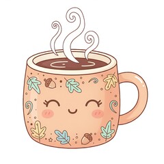 cozy coffee mug with a whimsical kawaii doodle