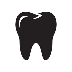 Minimalist Black Tooth Icon for Dental Health and Care