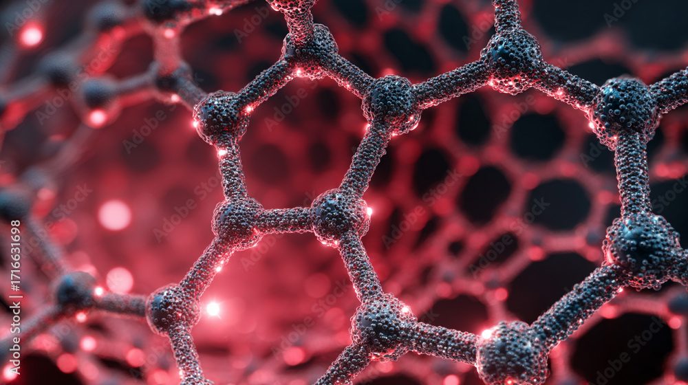 Aufkleber microscopic view of a complex molecule structure with glowing nodes and connections intricate networ