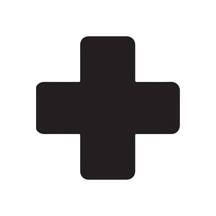 Obraz premium Black Plus Sign with Rounded Corners on White Background