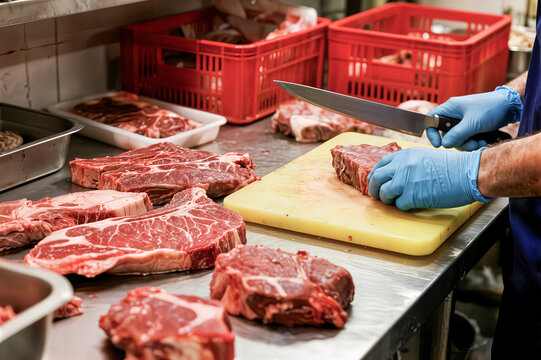 meat production workshopx butcher's hands concept taller de producci&oacute;n c&aacute;rnica concepto de las manos del carnicero atelier de production de viande concept des mains du boucher kasap