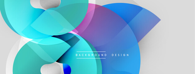 Fototapeta premium Abstract fluid shapes, vibrant colors, modern design. Overlapping layers create dynamic visual effect. Light gradients, smooth transitions.