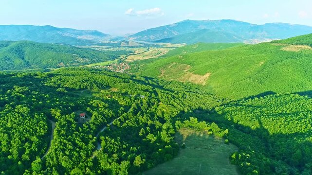Idyllic rural scenery, beautiful village, green nature, panorama