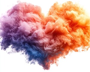 Colorful heart-shaped abstract smoke cloud
