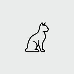 A simple black cat silhouette vector illustration on a white background with a cute tail and pointy ears