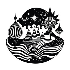 Abstract geometric shapes dynamic arrangement modern design elements background isolated on transparent background