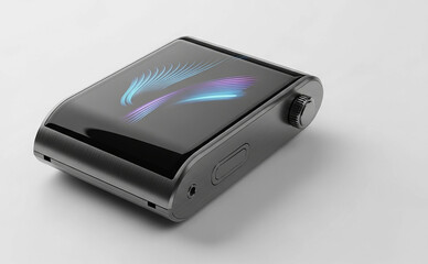 Sleek Metallic Portable Audio Player with Digital Display.