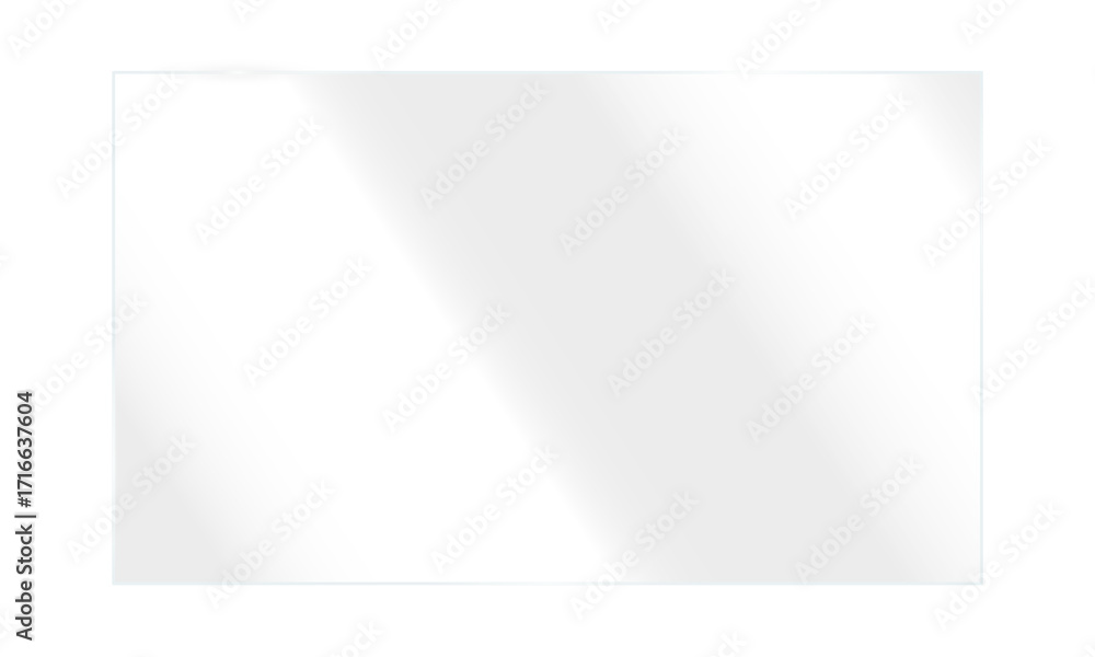 Poster realistic transparent shiny glossy glass plate panel with light glare reflective surface effect over