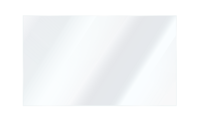 Realistic transparent shiny glossy glass plate panel with light glare reflective surface effect overlay on PNG isolated background rectangle gradient window