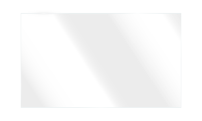 Realistic transparent shiny glossy glass plate panel with light glare reflective surface effect overlay on PNG isolated background rectangle gradient window