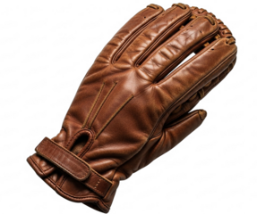 Vintage Brown Leather Baseball Glove with Adjustable Strap.