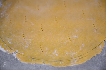 Raw dough Honey Cake Layers Close-Up