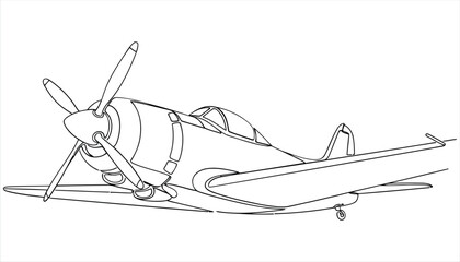 Vector art of detailed line art of a vintage airplane, capturing the essence of aviation history, perfect for technical drawings, historical illustrations, and aviation enthusiasts