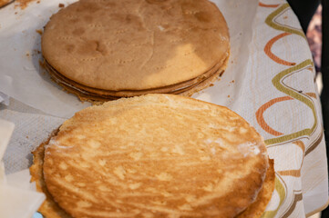 Baked Honey Cake Layers Close-Up