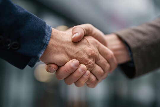 A moment captured where two executives seal a business partnership with a handshake showcasing professionalism.