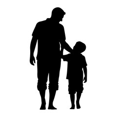Father and son silhouette family black