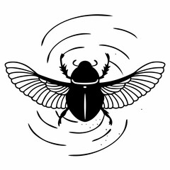 Dust whirl beetle silhouette on white background