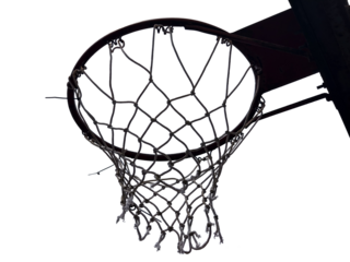 Slam Dunk Success: A high-angle perspective captures the essence of basketball with a detailed close-up view of a basketball hoop and net. This image, focused on the target, symbolizes accomplishment.