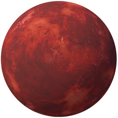 Fictional red planet isolated transparent background 3d rendering

