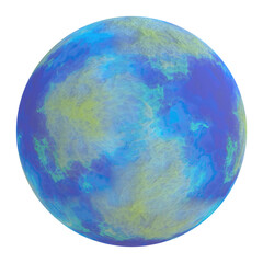 Fictional  water planet isolated transparent background 3d rendering

