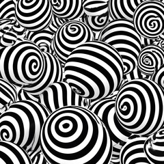 Fototapeta premium Black and white swirling spheres
