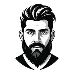 Bearded Man Portrait Vector Illustration – Stylish Male Character with Modern Haircut and Hoodie