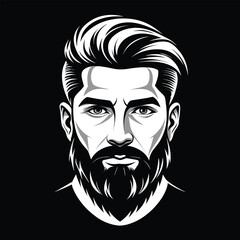 Bearded Man Portrait Vector Illustration – Stylish Male Character with Modern Haircut and Hoodie