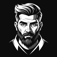 Bearded Man Portrait Vector Illustration – Stylish Male Character with Modern Haircut and Hoodie