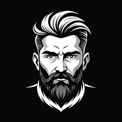 Bearded Man Portrait Vector Illustration – Stylish Male Character with Modern Haircut and Hoodie