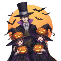 Spooky halloween characters isolated on transparent background isolated on transparent background