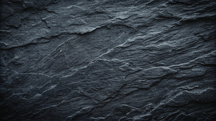 Dark Black Slate Stone Wall Texture with Natural Rock Layers