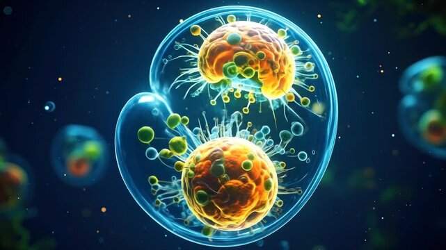 Microscopic View of Binary Fission in Bacteria.