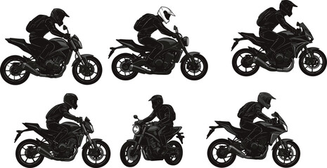 Silhouette skateboarders performing tricks and ramp stunts in dynamic poses, ideal for extreme sports, youth culture, motion cycle, and urban design.