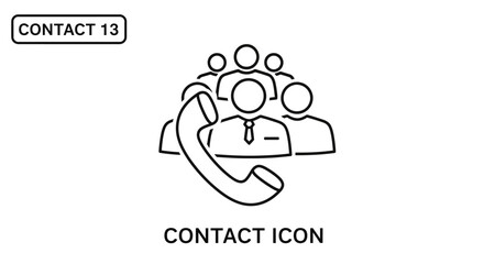 Contact us line art illustration showing business team with phone, perfect for web design and apps needing a modern, clean communication icon