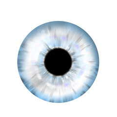White and Blue Iris, Realistic Eye Illustration, transparent background, png