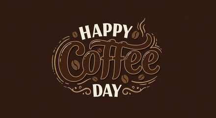 Celebrate the joy of a perfect brew with this vibrant 'Happy Coffee Day' lettering, ideal for promotional materials and social media campaigns.