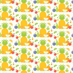 Seamless Colorful Flat Design Fruit Pattern