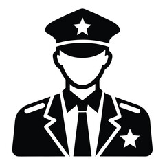 Police Officer Icon Black Silhouette Vector of Law Enforcement Uniform and Cap