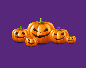 Halloween Poster With Orange Pumpkins