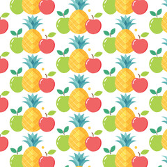 Flat Lay Pineapple and Apple Fruit Pattern
