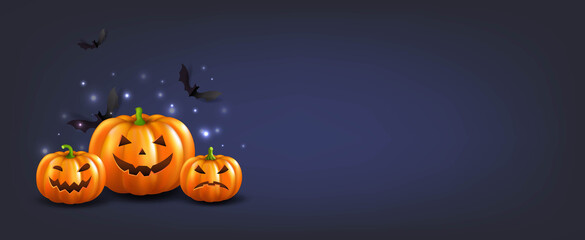 Halloween With Bats And Orange Background Postcard