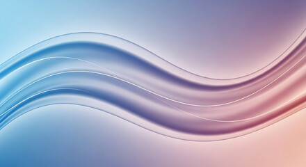 Fototapeta premium Abstract design featuring flowing, translucent waves in a gradient of light blue and rose.