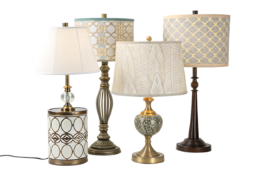 Set of elegant table lamps isolated on AI generated by PNG
