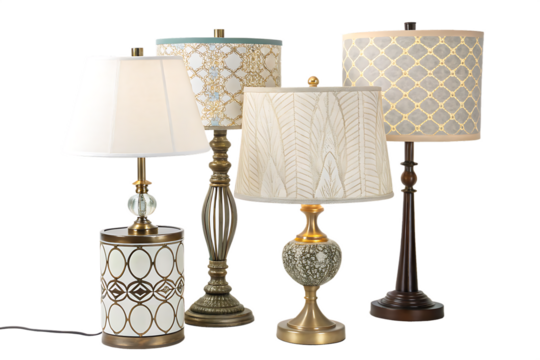 Set of elegant table lamps isolated on AI generated by PNG